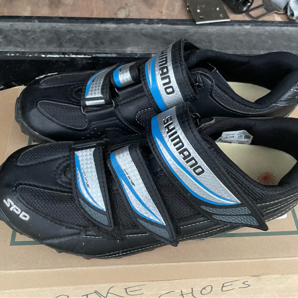 Shimano Black and Blue Cycling Shoes